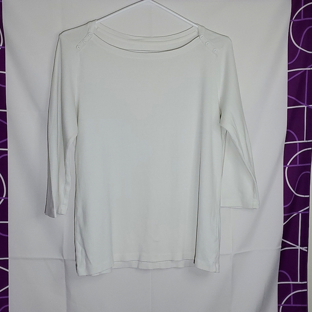 Joe Fresh White 3/4 Sleeve 100% Cotton Shirt - Large